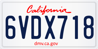 CA license plate 6VDX718