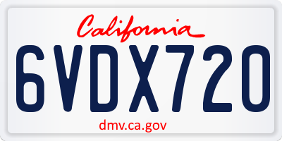 CA license plate 6VDX720