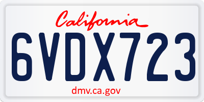 CA license plate 6VDX723