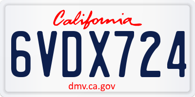 CA license plate 6VDX724