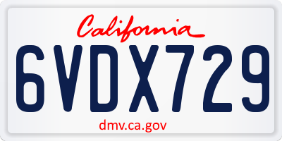 CA license plate 6VDX729