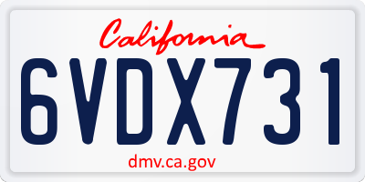 CA license plate 6VDX731