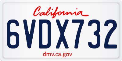 CA license plate 6VDX732