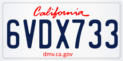 CA license plate 6VDX733