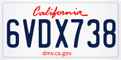 CA license plate 6VDX738