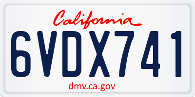 CA license plate 6VDX741