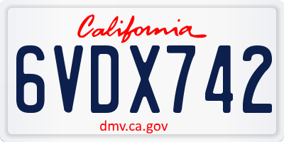 CA license plate 6VDX742