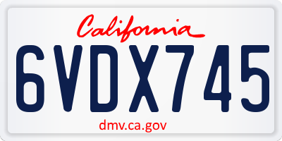 CA license plate 6VDX745