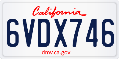 CA license plate 6VDX746