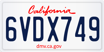 CA license plate 6VDX749