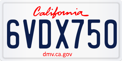 CA license plate 6VDX750