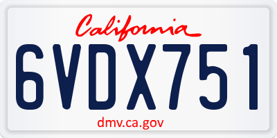CA license plate 6VDX751