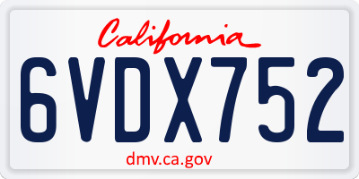 CA license plate 6VDX752