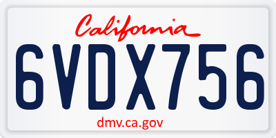 CA license plate 6VDX756