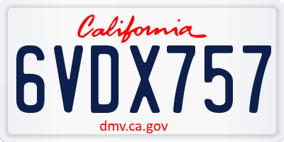 CA license plate 6VDX757