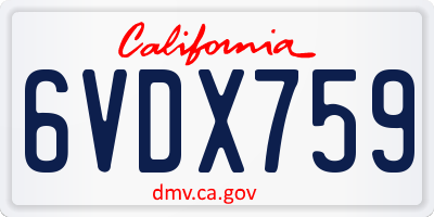 CA license plate 6VDX759