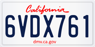 CA license plate 6VDX761