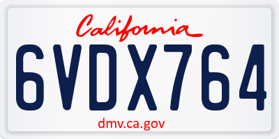 CA license plate 6VDX764