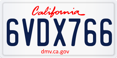 CA license plate 6VDX766