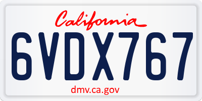 CA license plate 6VDX767