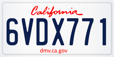 CA license plate 6VDX771
