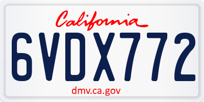 CA license plate 6VDX772