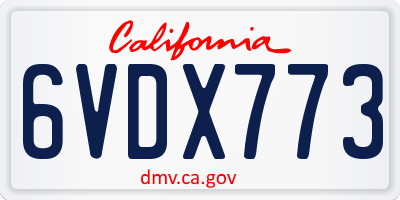 CA license plate 6VDX773