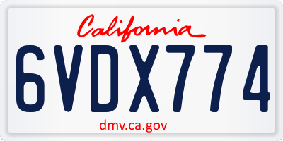 CA license plate 6VDX774