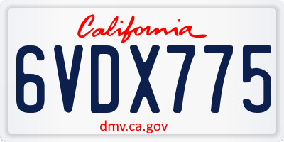 CA license plate 6VDX775
