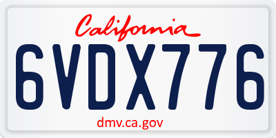 CA license plate 6VDX776