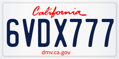 CA license plate 6VDX777