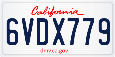 CA license plate 6VDX779
