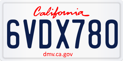 CA license plate 6VDX780