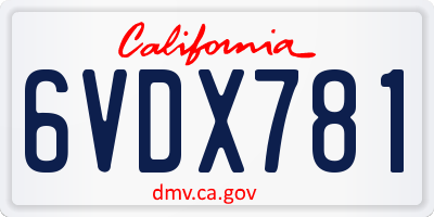 CA license plate 6VDX781