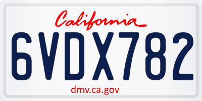 CA license plate 6VDX782