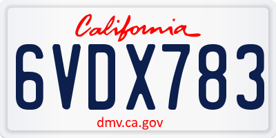 CA license plate 6VDX783