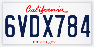 CA license plate 6VDX784
