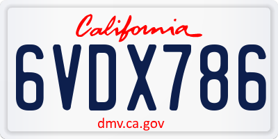 CA license plate 6VDX786