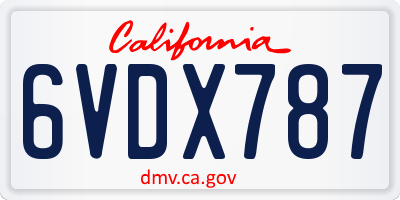 CA license plate 6VDX787