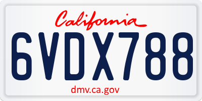CA license plate 6VDX788