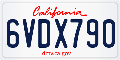 CA license plate 6VDX790