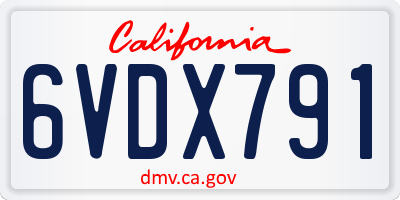 CA license plate 6VDX791