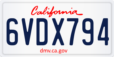 CA license plate 6VDX794