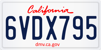 CA license plate 6VDX795