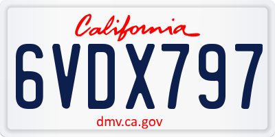 CA license plate 6VDX797
