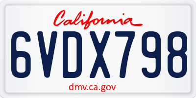 CA license plate 6VDX798