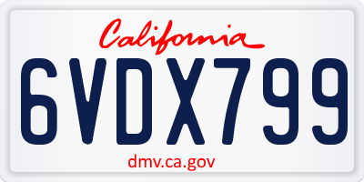 CA license plate 6VDX799