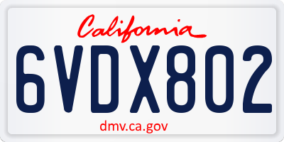 CA license plate 6VDX802