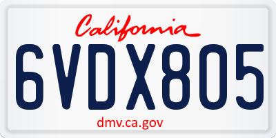 CA license plate 6VDX805
