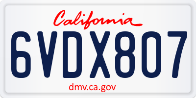 CA license plate 6VDX807